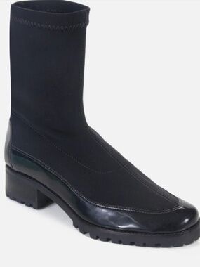 Paula Torres Neoprene Venice Black Mid-Calf Boots. 39. NWOT
